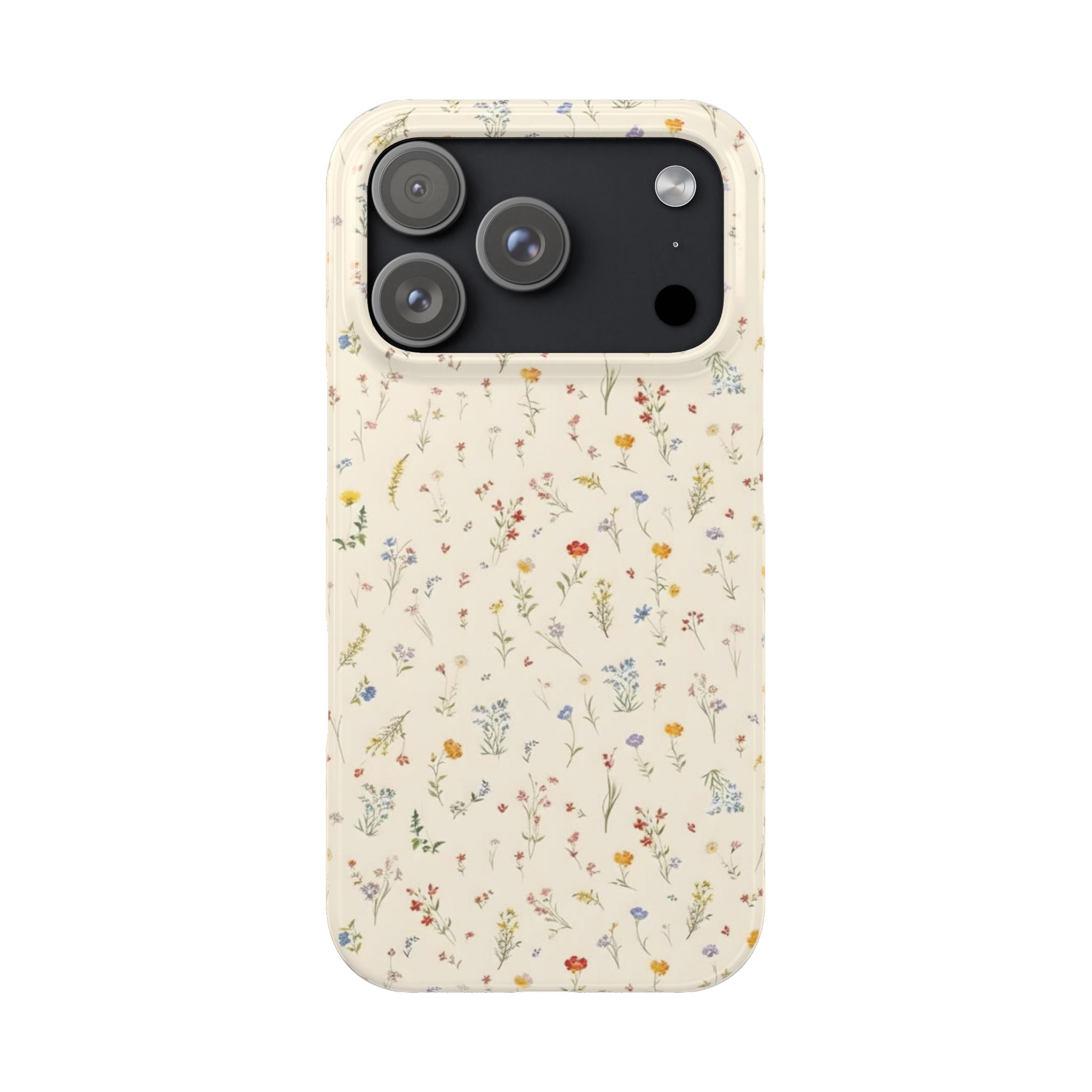 Slim Phone Case — Delicate Wildflower Pattern on Cream