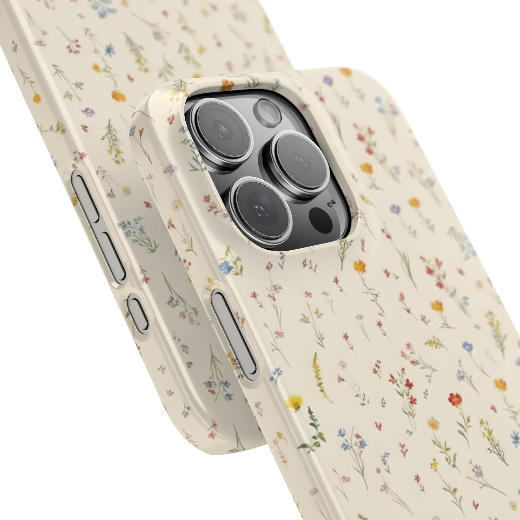 Slim Phone Case — Delicate Wildflower Pattern on Cream