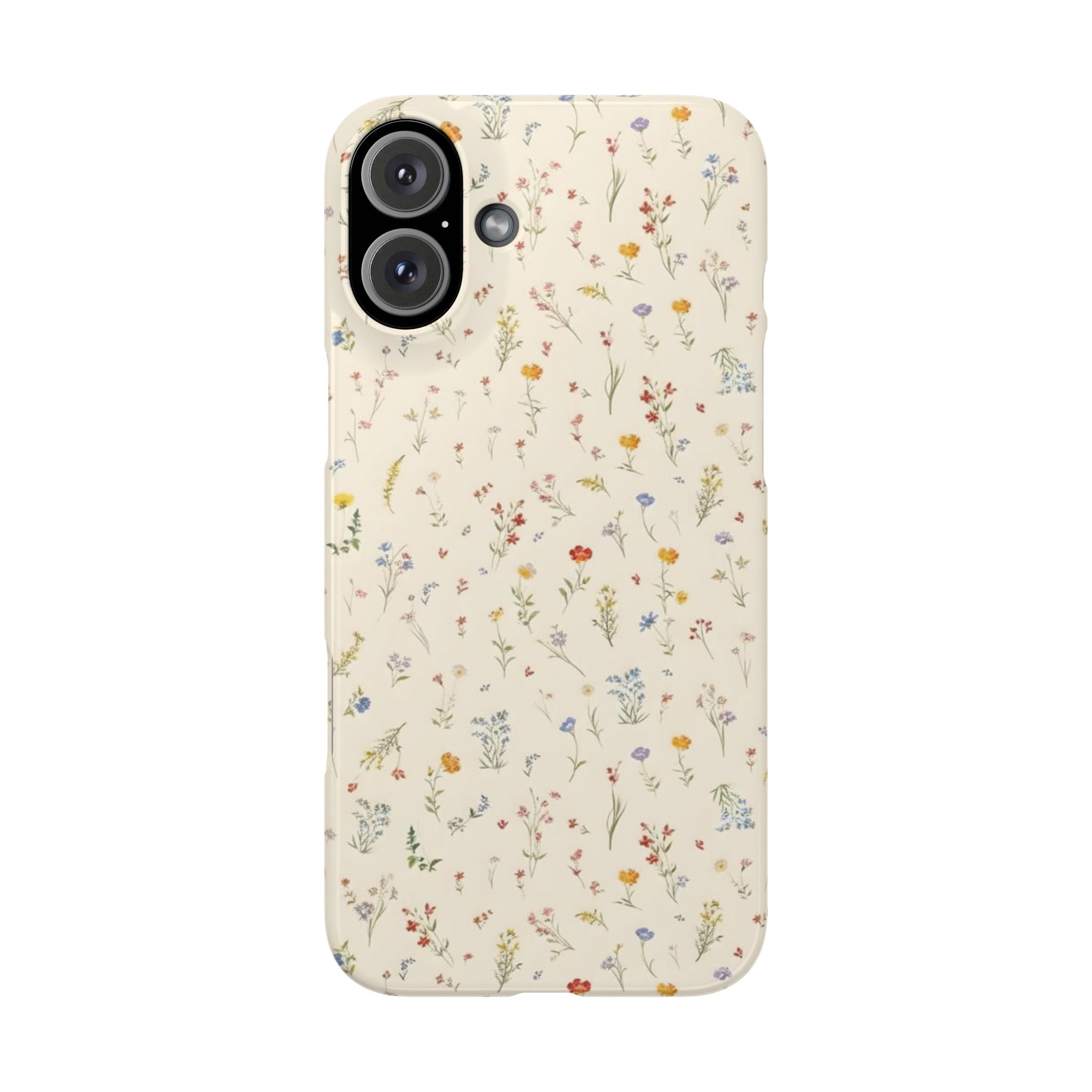 Slim Phone Case — Delicate Wildflower Pattern on Cream