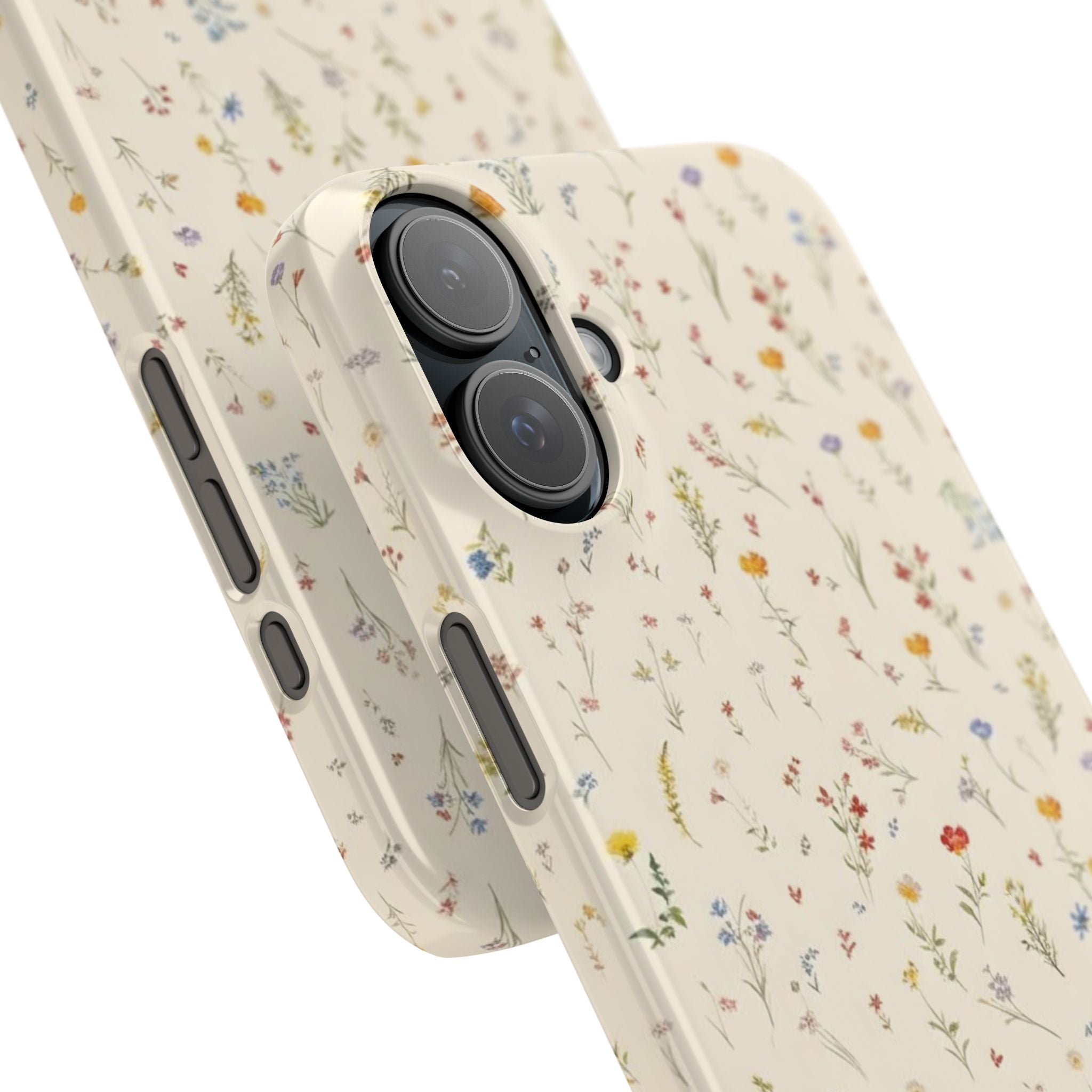 Slim Phone Case — Delicate Wildflower Pattern on Cream
