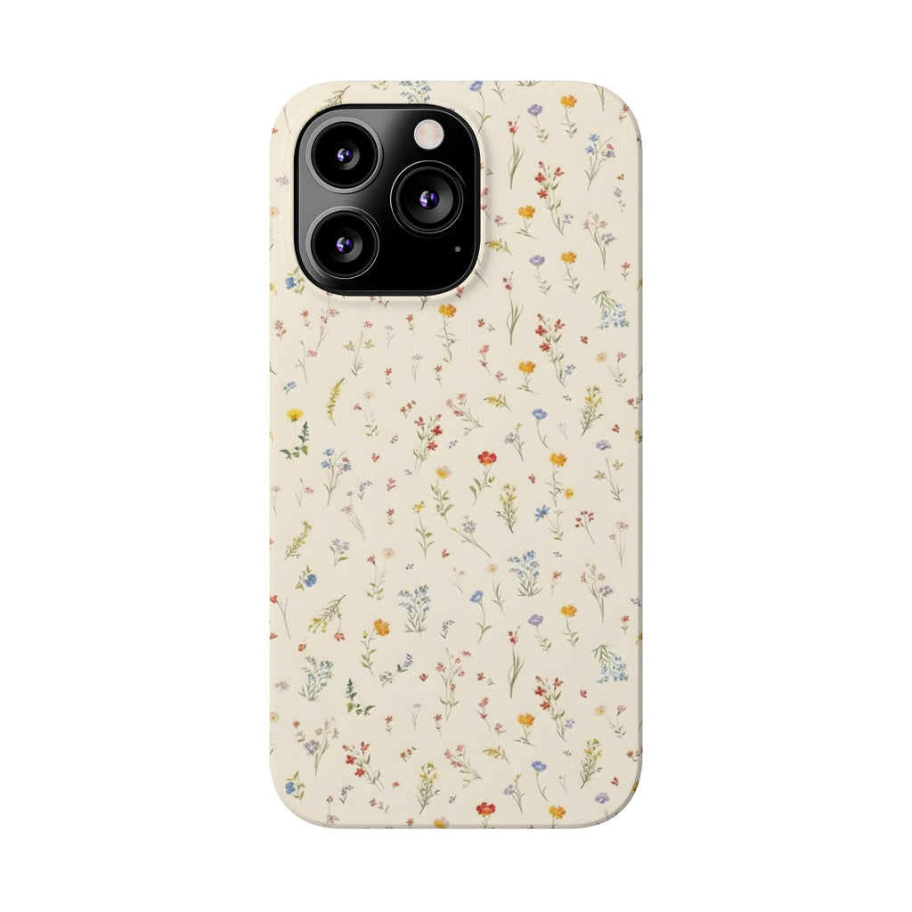 Slim Phone Case — Delicate Wildflower Pattern on Cream