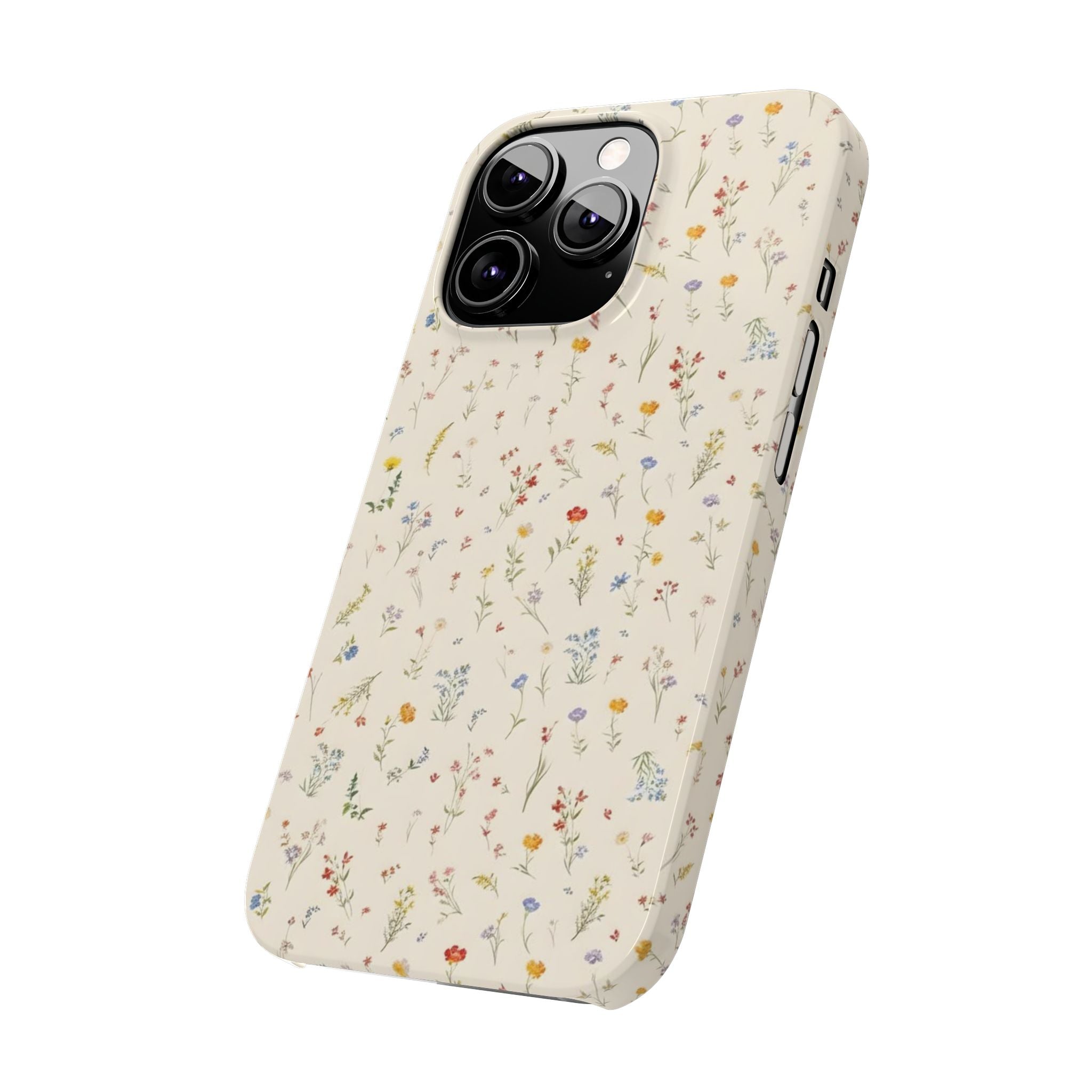 Slim Phone Case — Delicate Wildflower Pattern on Cream