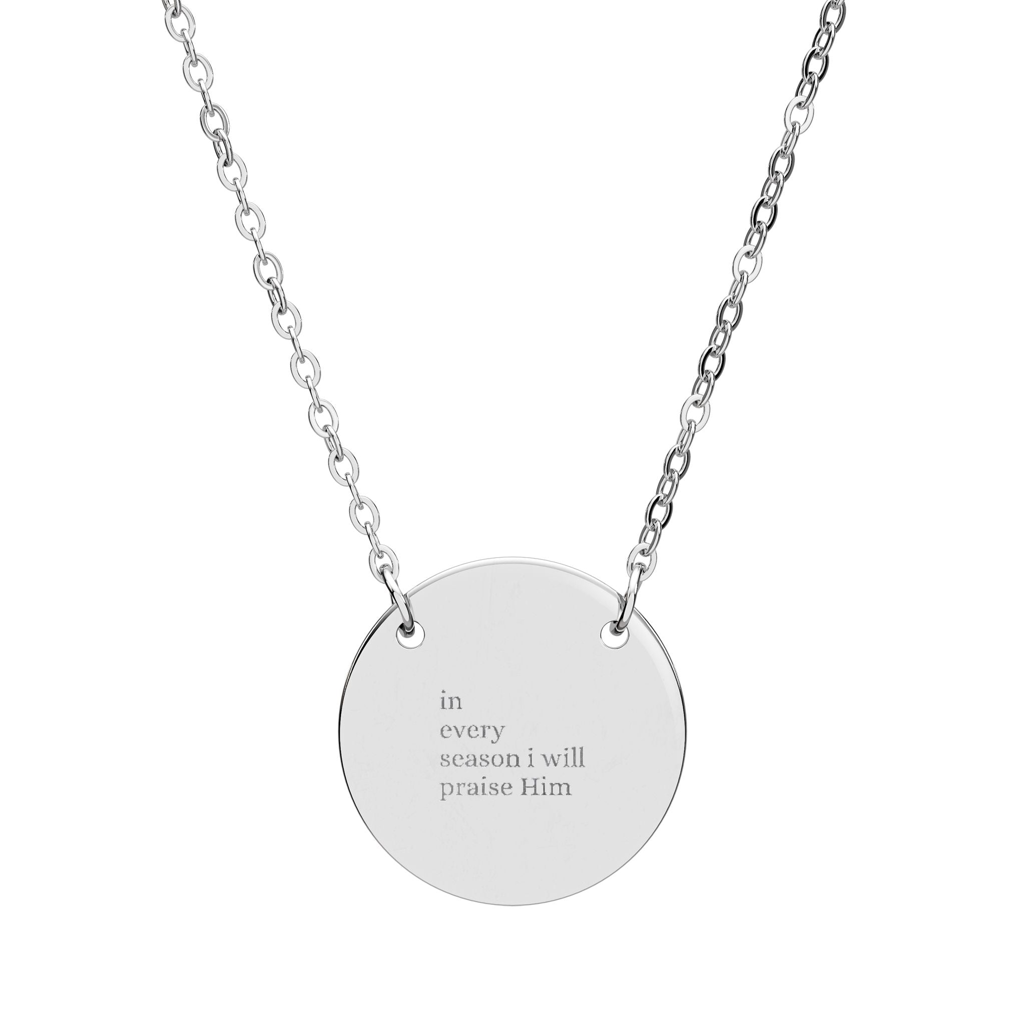 Engraved Circle Necklace — Personalized Round Pendant (Custom Text)