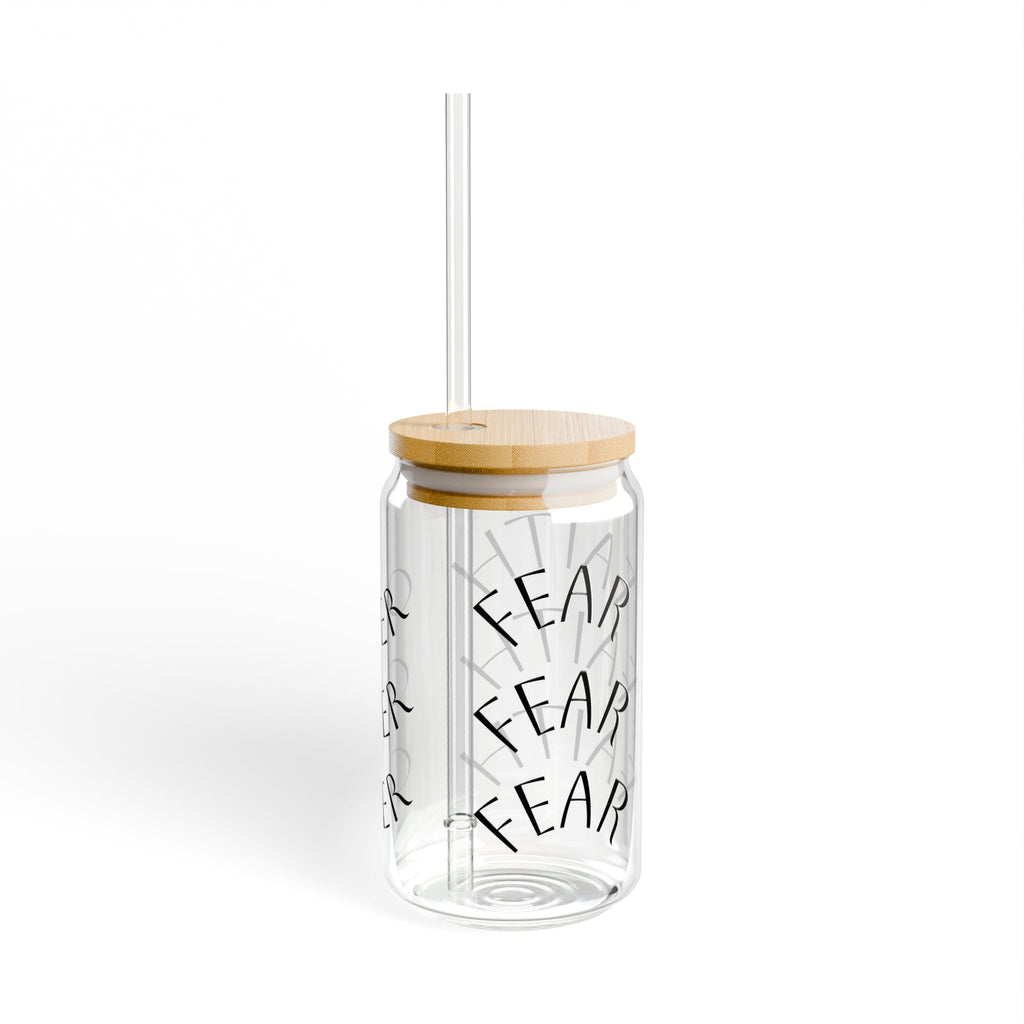 Faith Over Fear 16oz Glass Sipper with Bamboo Lid