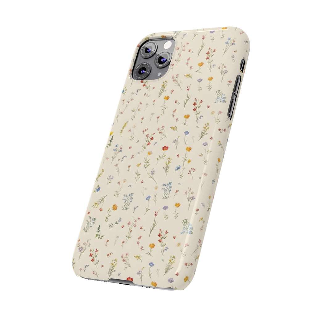 Slim Phone Case — Delicate Wildflower Pattern on Cream