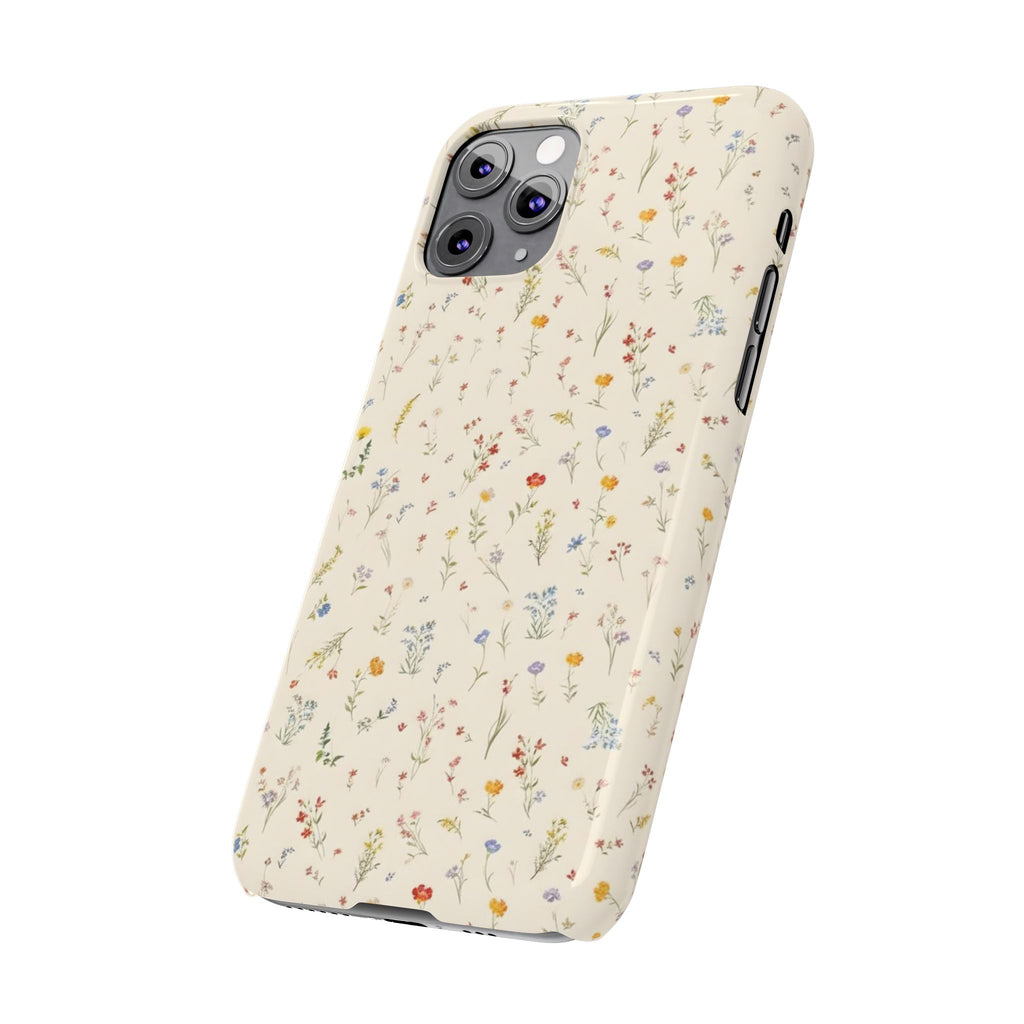 Slim Phone Case — Delicate Wildflower Pattern on Cream