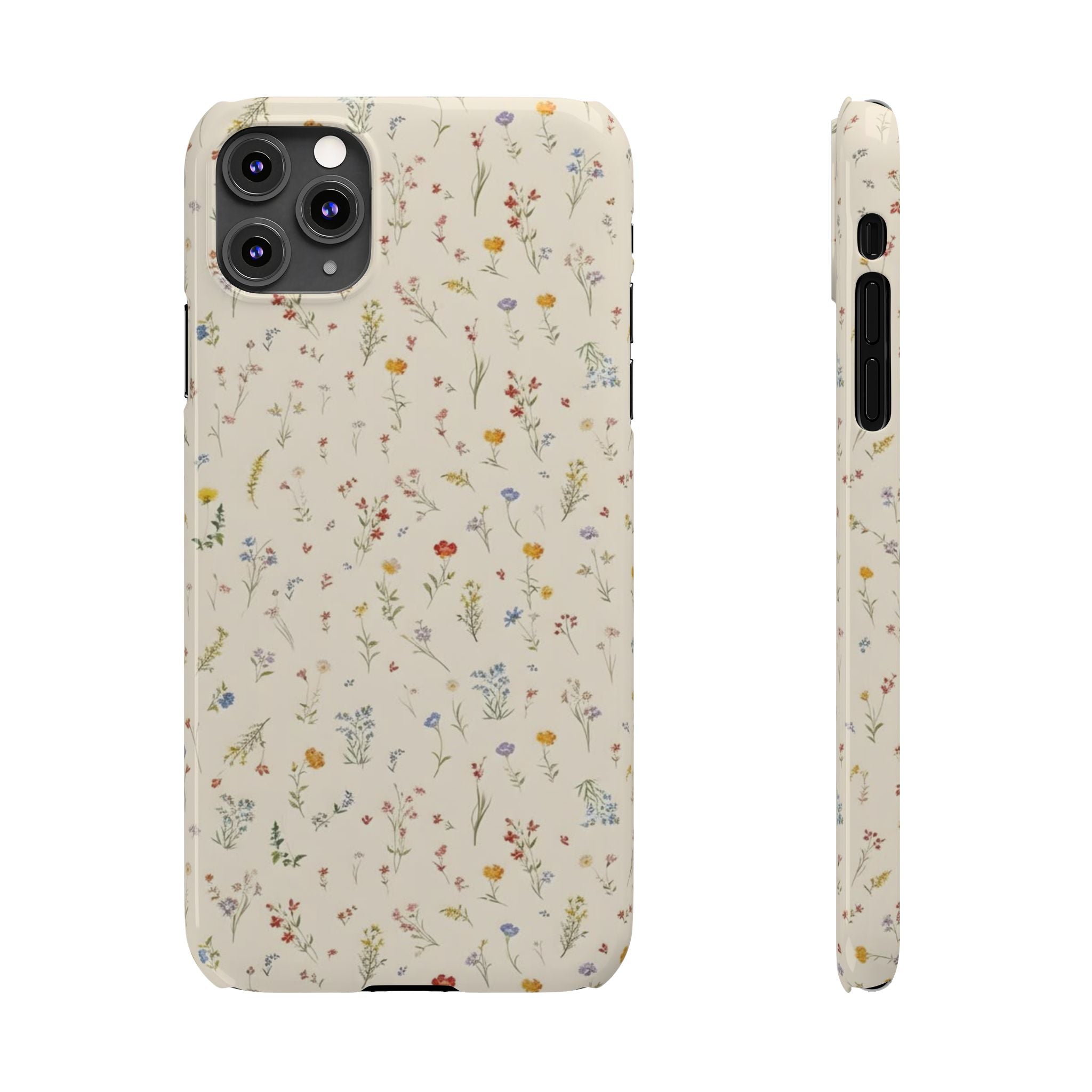 Slim Phone Case — Delicate Wildflower Pattern on Cream
